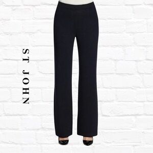 St John Flat Front Pocket Pants Sz 10 Black Business Career Office Professional
